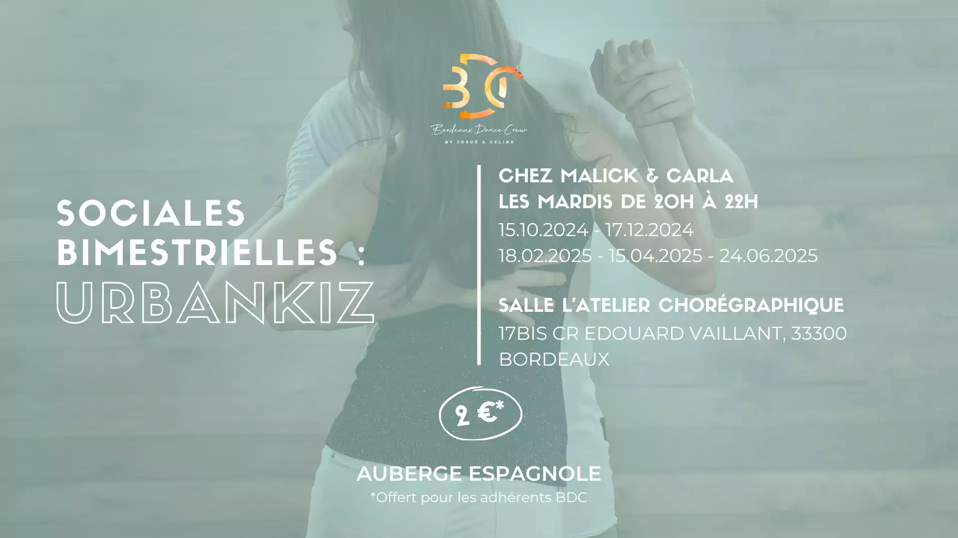 Bordeaux Dance Crew, École de Danse Kizomba Urbankiz Afro Salsa Reggaeton Bachata Tarraxo Heels Dancehall Ladies Expression Hip-hop Konpa - Photo Sociales Urbankiz