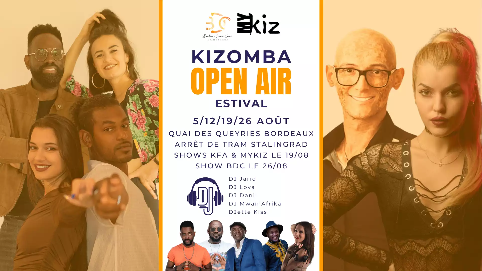 Bordeaux Dance Crew, École de Danse Kizomba Urbankiz Afro Salsa Reggaeton Bachata Tarraxo Heels Dancehall Ladies Expression Hip-hop Konpa - Kiz Open Air Aout 2025