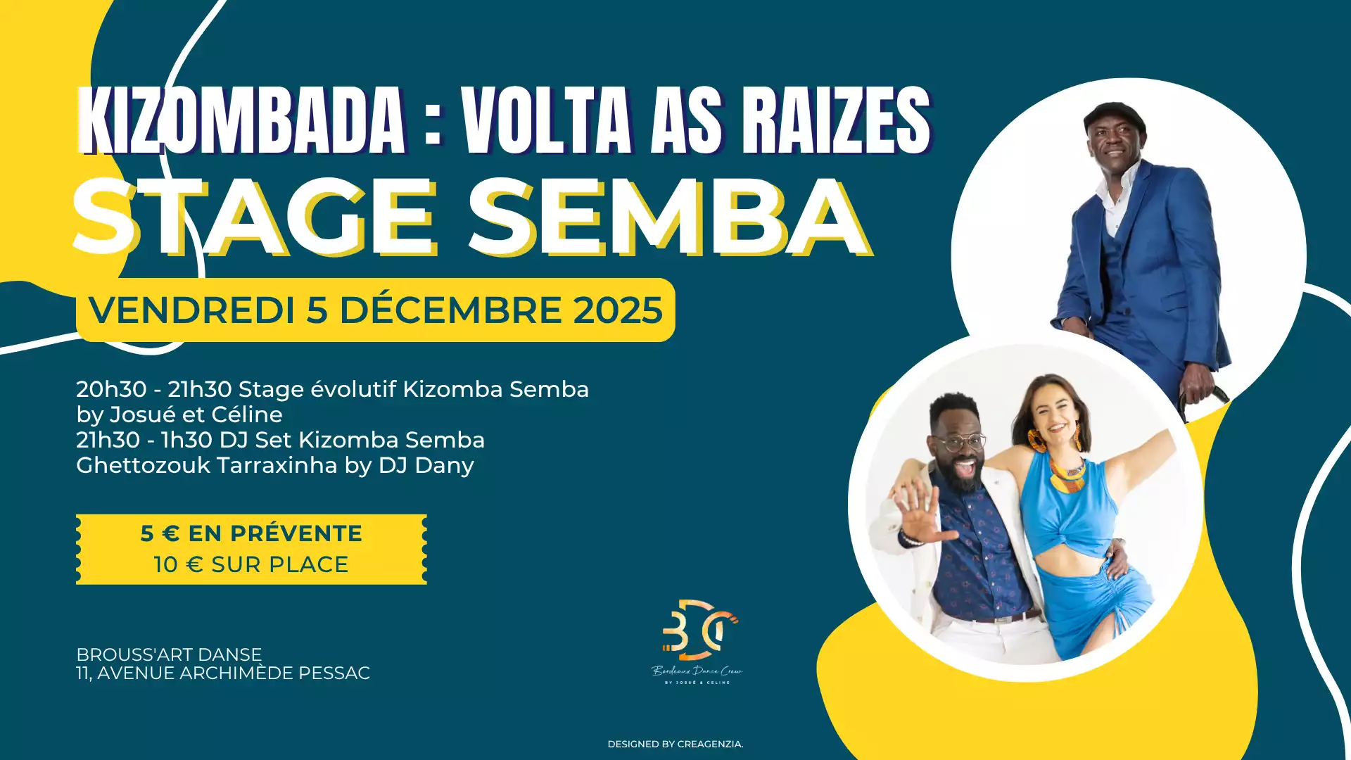 Bordeaux Dance Crew, École de Danse Kizomba Urbankiz Afro Salsa Reggaeton Bachata Tarraxo Heels Dancehall Ladies Expression Hip-hop Konpa - Photo Visuel KIZOMBADA décembre 2025