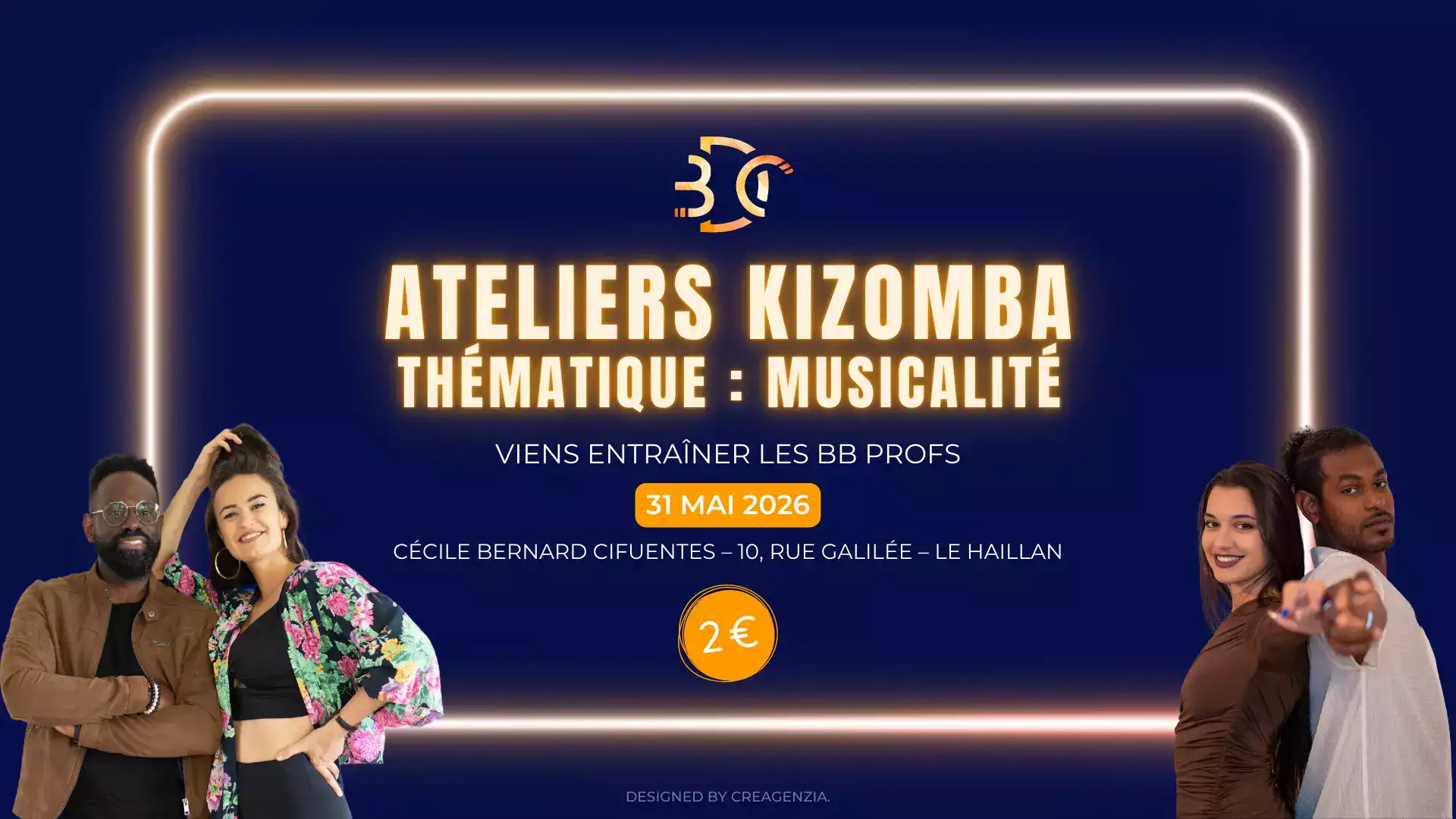 Bordeaux Dance Crew, École de Danse Kizomba Urbankiz Afro Salsa Reggaeton Bachata Tarraxo Heels Dancehall Ladies Expression Hip-hop Konpa - Photo Visuel Ateliers Kiz bb profs 31 mai