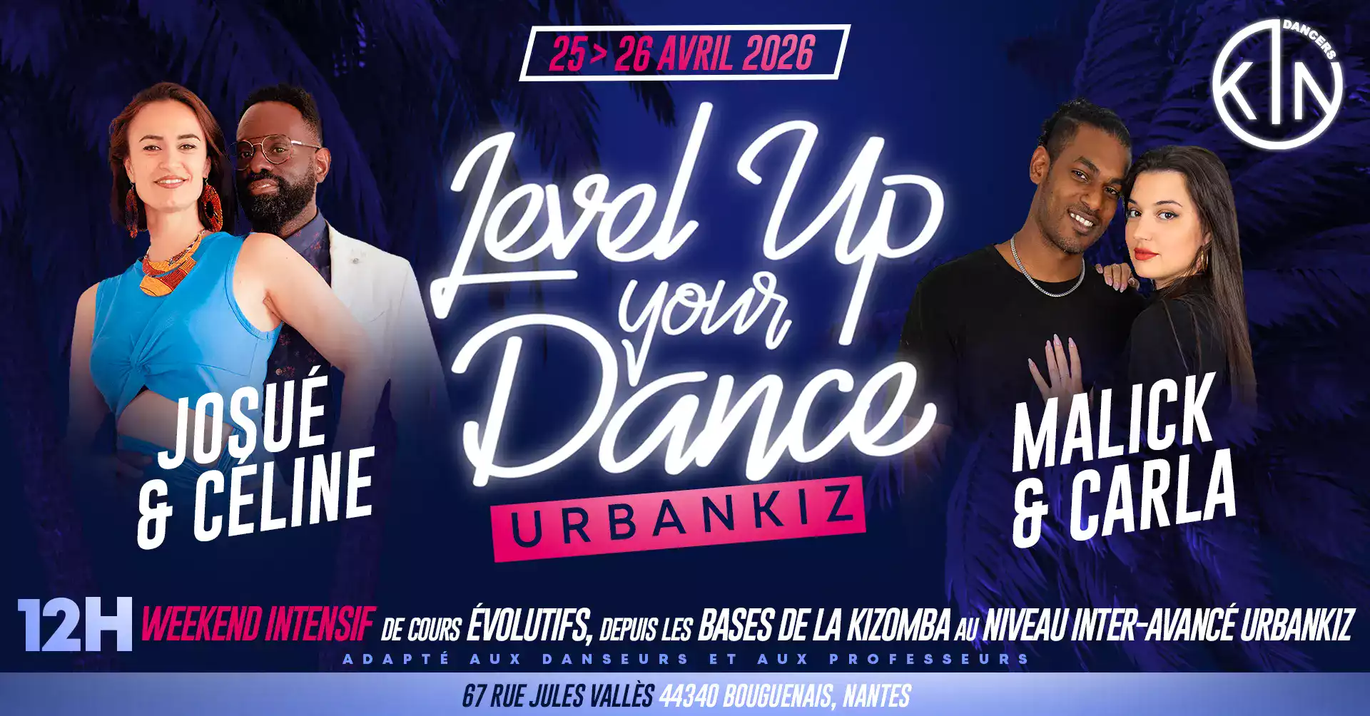Bordeaux Dance Crew, École de Danse Kizomba Urbankiz Afro Salsa Reggaeton Bachata Tarraxo Heels Dancehall Ladies Expression Hip-hop Konpa - Photo Visuel Level up your dance Kizomba avril 2026