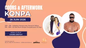 Bordeaux Dance Crew, École de Danse Kizomba Urbankiz Afro Salsa Reggaeton Bachata Tarraxo Heels Dancehall Ladies Expression Hip-hop Konpa - Photo Visuel Cours Afterwork Konpa Doppio 26 juin 2026