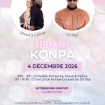 Bordeaux Dance Crew, École de Danse Kizomba Semba Urbankiz Afro Reggaeton Bachata Tarraxo Heels Dancehall Free mouvement Konpa - Photo Visuel Afterwork Konpa 4 décembre 2026